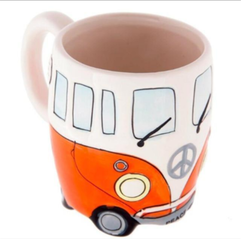 Hand Painted Ceramic Mug Cartoon Bus Mug Retro Car Mug