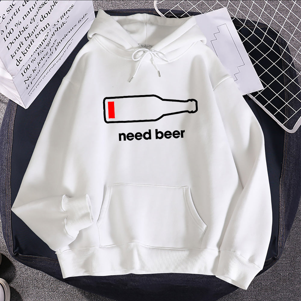 Breathable Casual Women's Hoodie Sweatshirt With Beer Print