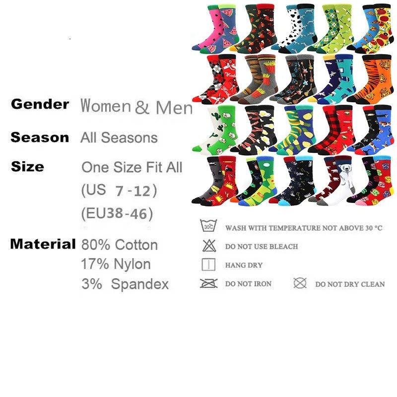 Colorful Artistic Casual Crew Socks Men's Women's Casual Cycling Combed Cotton Socks