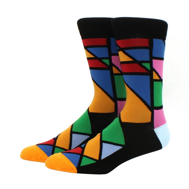 Colorful Artistic Casual Crew Socks Men's Women's Casual Cycling Combed Cotton Socks
